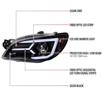 Spec-D 06-07 Subaru WRX STI Projector Headlights Jet Black.