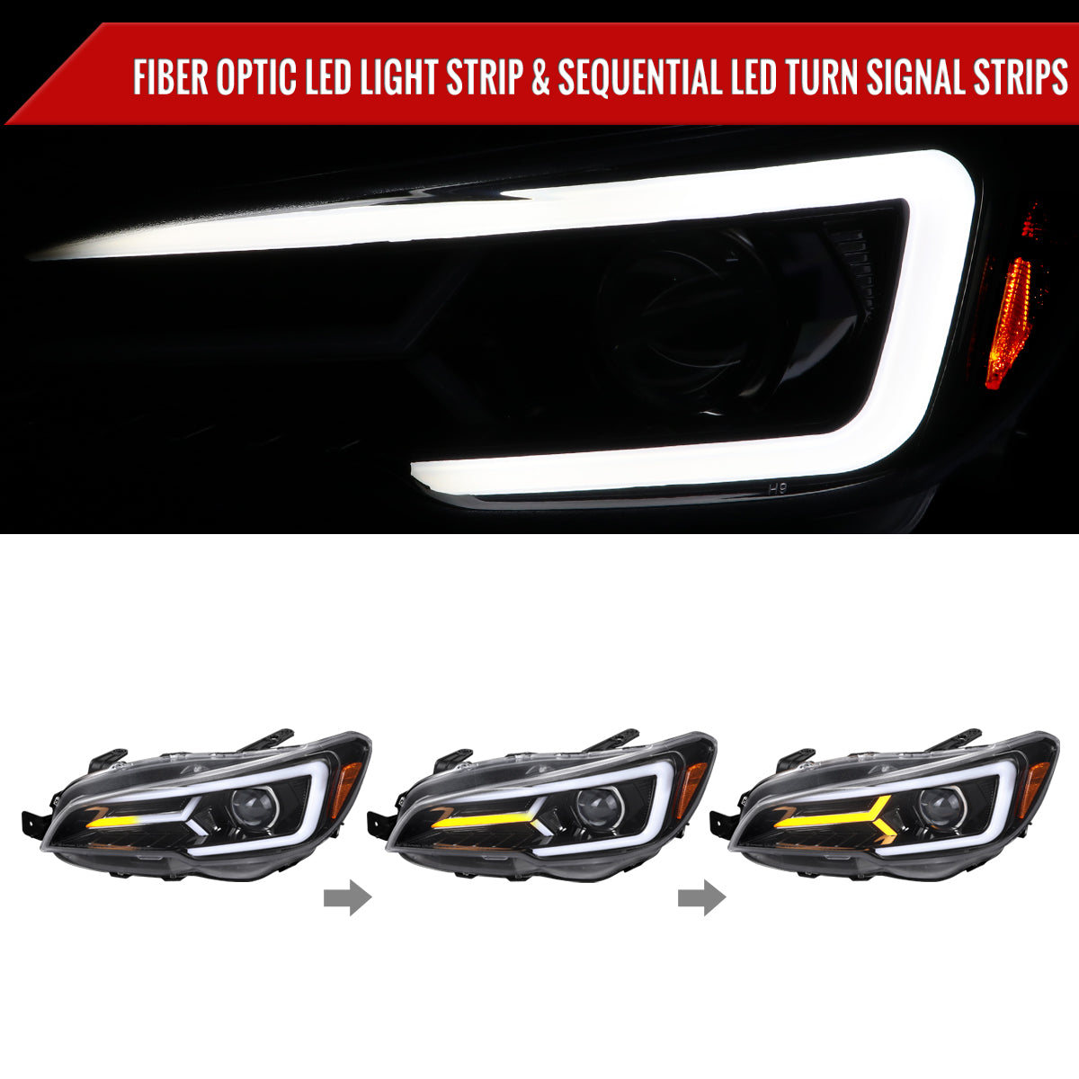 Spec-D 15-21 Subaru Impreza WRX/STI LED Bar SEQ GL Headlights Black