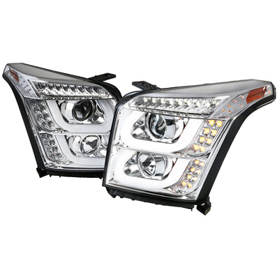 Spec-D 15-20 GMC Yukon/Yukon XL LED U-Bar Projector Headlights Chrome