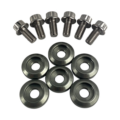 BLOX Racing New Fender Washers Kit M6 12pt - 6pc Large Diameter Gun Metal BXAC-00311-GM