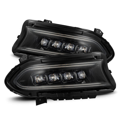 AlphaRex 15-23 Dodge Charger NOVA LED Proj Headlights Alpha-Blk w/Actv Light & Seq.Sig / SB DRL 880500 *Discontinued