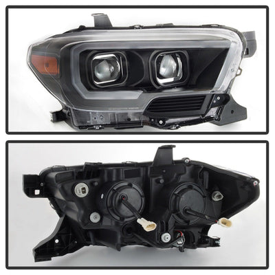 SPYDER xTune Toyota Tacoma 16-18 DRL Light Bar Projector Headlights - Black PRO-JH-TTA16-LBDRL-BK 9039256