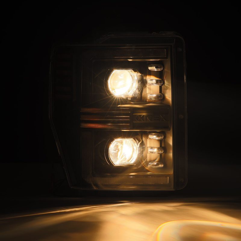 AlphaRex 08-10 Ford Super Duty/Excursion PRO-Series Halogen Projector Headlights Black