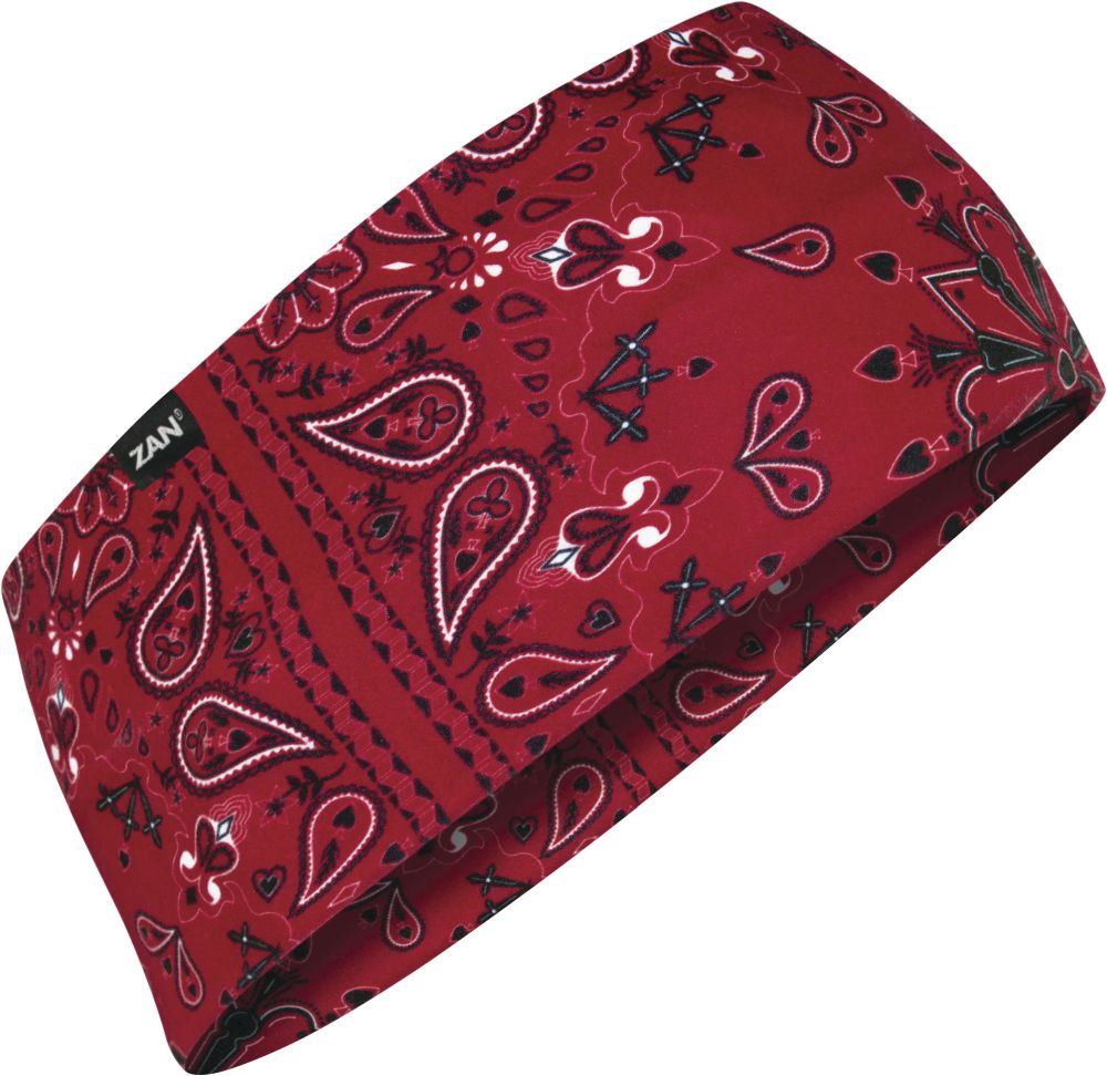 Zan Headgear Headband SportFlex Series Red Paisley UPF