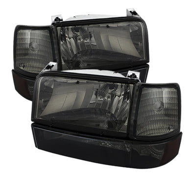 SPYDER Xtune Ford F150/Bronco 92-96 Headlights w/Corner Bumper 6pcs Amber- Smoke HD-JH-FB92-SET-AM-SM 5073143