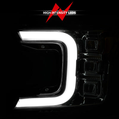 Anzo 18-20 Ford F-150 Full Led Projector Light Bar Style Headlights - Chrome Amber 111521