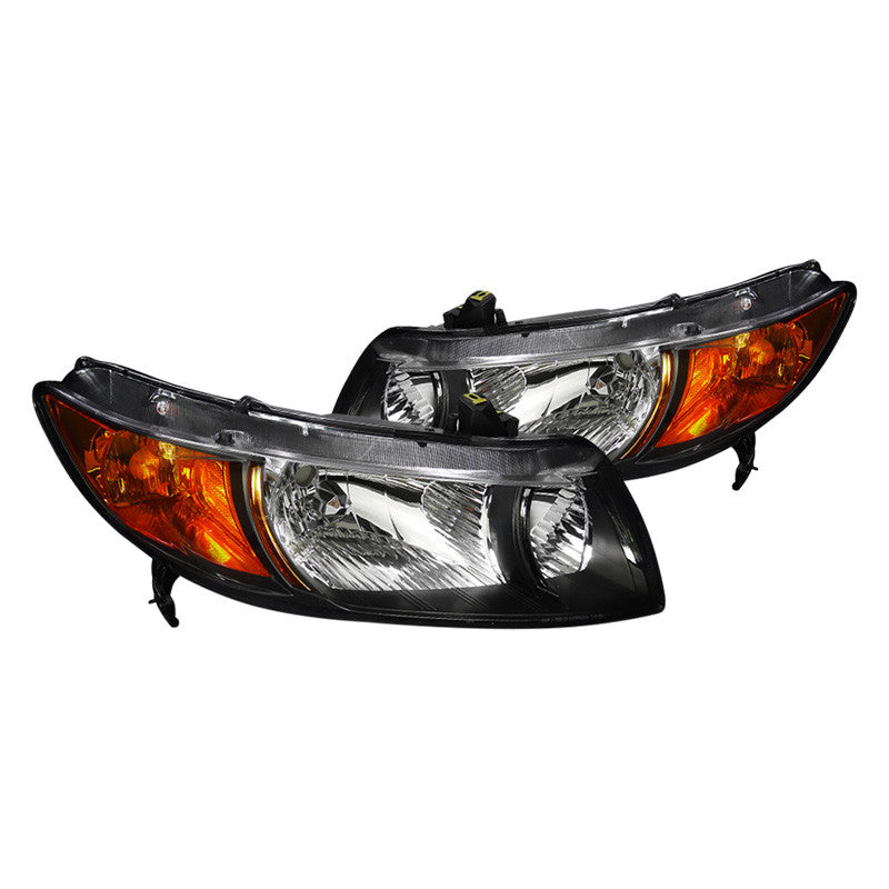 Spec-D 06-11 Honda Civic Coupe Crystal Headlights Black