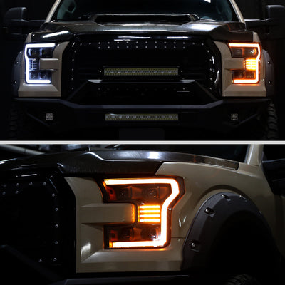Spec-D 15-17 Ford F-150 Led Projector HID Headlight Black/Smoked Lens