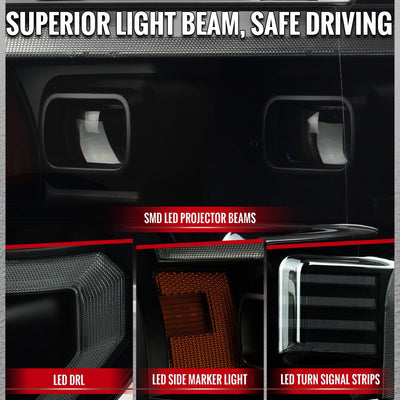 Spec-D 15-17 Ford F-150 Led Projector HID Headlight Black/Smoked Lens