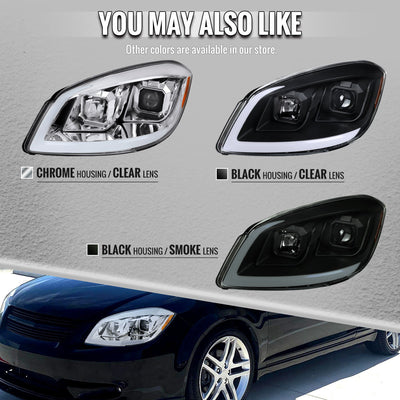 Spec-D 05-10 Chevrolet Cobalt Light Bar Projector Headlight Chrome