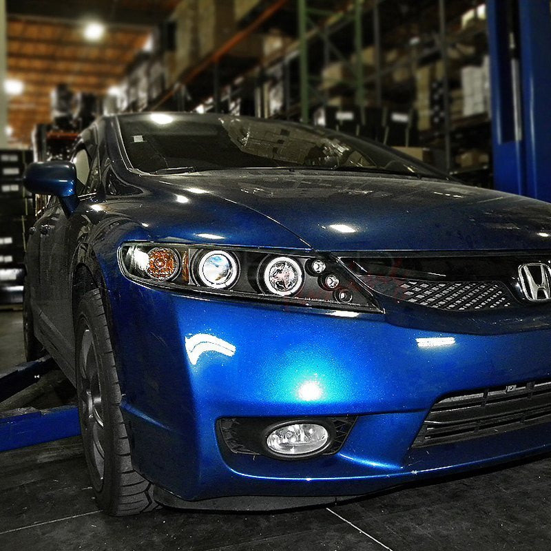 Spec-D 06-11 Honda Civic Sedan Halo Projector Headlights Black