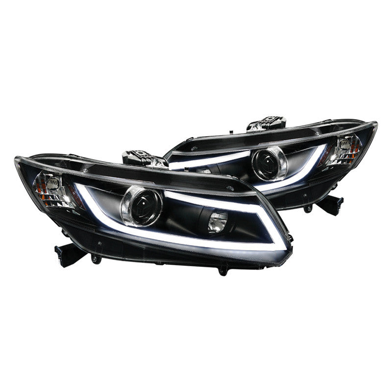 Spec-D 12-15 Honda Civic Headlights LED Bar Projector Black/Clear