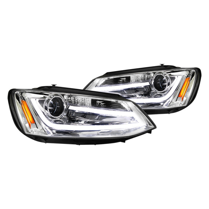 Spec-D 11-18 VW Jetta MK6 Headlights LED Bar Projector Chrome/Clear