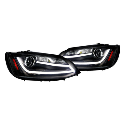 Spec-D 11-18 VW Jetta MK6 Headlights LED Bar Projector Matte Black/Clear