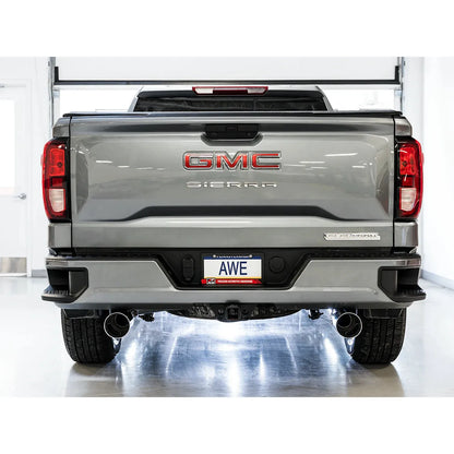 AWE 4th Gen GM 1500 5.3L 0FG Catback Split Rear Exit (w/ Bumper Cutouts) - OE Tips