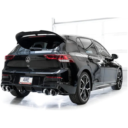 AWE MK8 Volkswagen Golf R 3in Track Edition Quad Exhaust - Chrome Silver Tips
