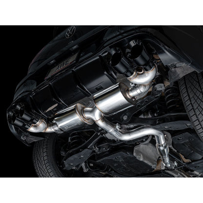 AWE MK8 Volkswagen Golf R 3in Touring Edition Quad Exhaust - Diamond Black Tips
