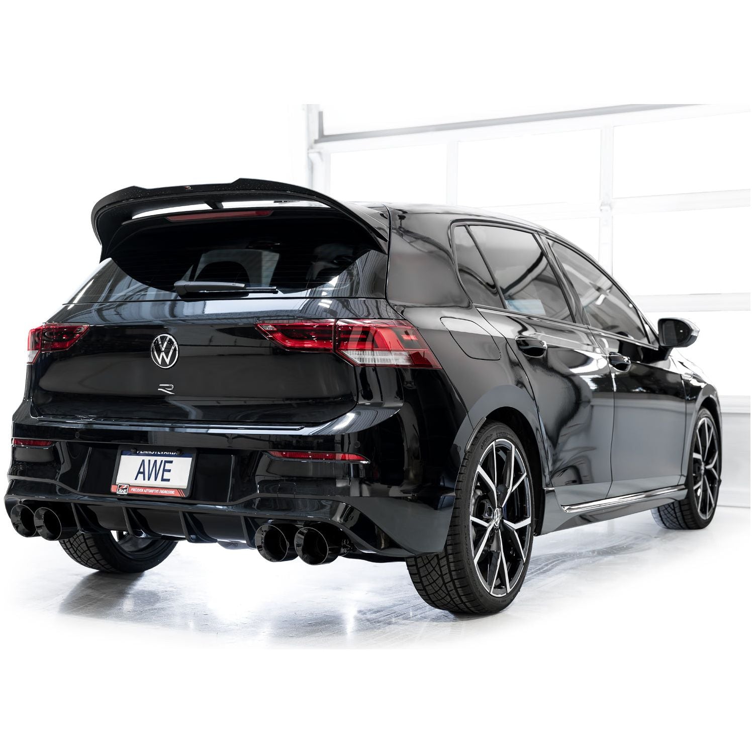 AWE MK8 Volkswagen Golf R 3in Touring Edition Quad Exhaust - Diamond Black Tips