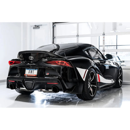 AWE 2020+ Toyota Supra A90 Resonated Track Edition Exhaust - 5in Diamond Black Tips