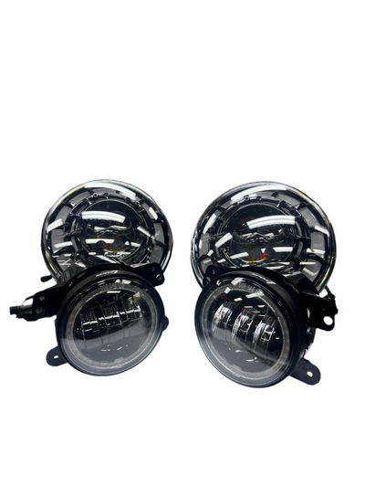 SPDZ1 Oculus 7” RGB LED Headlights with LED RGB Fog Light Kit – App Controlled Multi-Mode Halo
