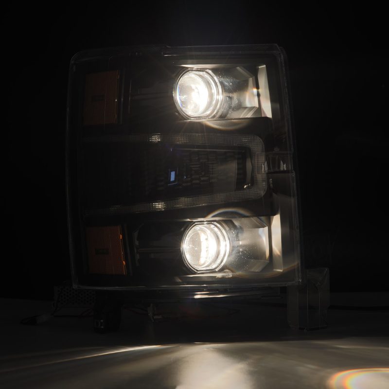 AlphaRex 14-15 Chevrolet Silverado PRO-Series Halogen Projector Headlights Black