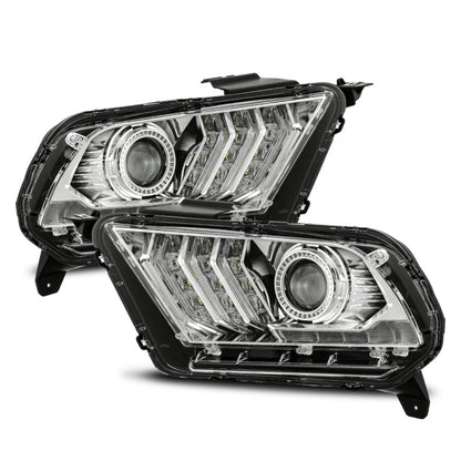 AlphaRex 10-12 Ford Mustang PRO-Series Halogen Projector Headlights Chrome