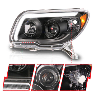 ANZO 06-09 Toyota 4 Runner Projector Headlights Plank Style - Black 111616