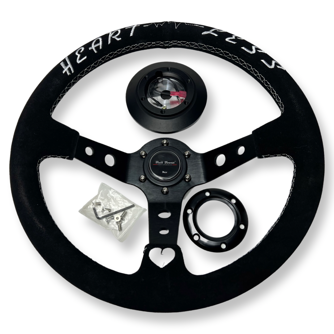 Suede Steering Wheel + Short Hub Adapter Kit For Acura Honda Accord Civic CR-Z