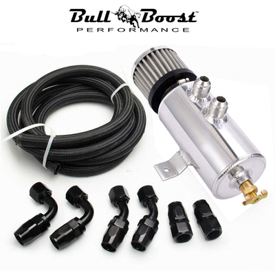 Universal Polished Oil Catch Can 2 Port -10AN Breather 750mL Baffle Tank
