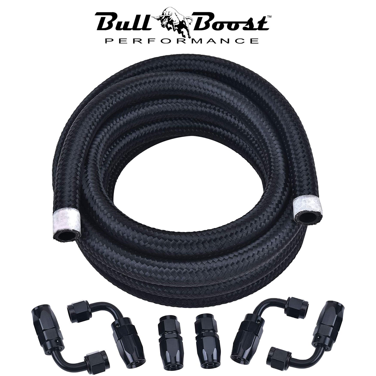 -8 AN Braided Fuel Line Oil-Gas-Fuel Hose Line Aluminum Hose End Fitting AN8