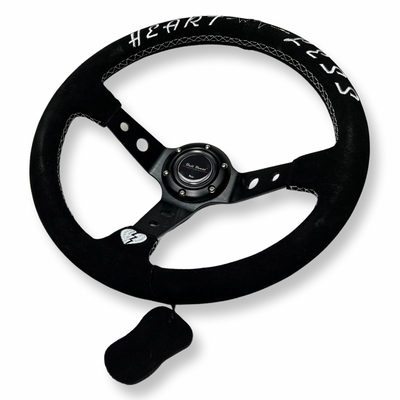 Universal 350mm 3"Deep Dish 6-Bolt Steering Wheel Black Suede Heartless