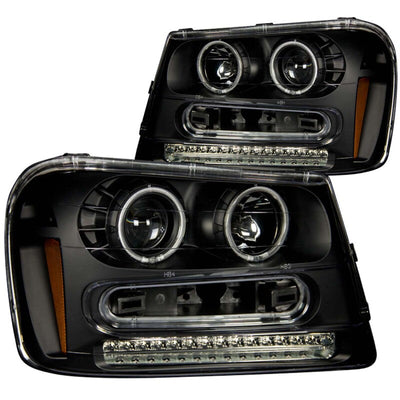 Anzo 2002-2009 Chevrolet Trailblazer Projector Headlights w/ Halo Black