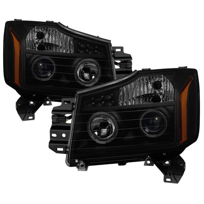 SPYDER xTune Nissan Titan 04-15 Projector Headlights - LED Halo - Black Smoked PRO-JH-NTI04-LED-BSM 5082282