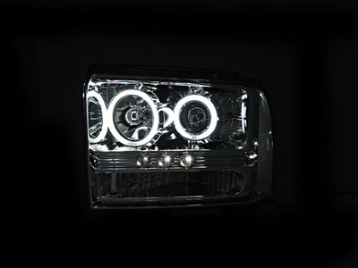Anzo 2005-2007 Ford Excursion Projector Headlights w/ Halo Chrome w/ LED St