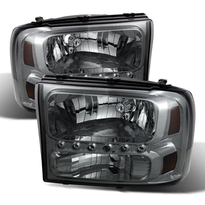 SPYDER Xtune Ford F250 F350 Super Duty 99-04 1Pc Headlights w/ LED Smoked HD-JH-FF25099-LED-SM 9026188