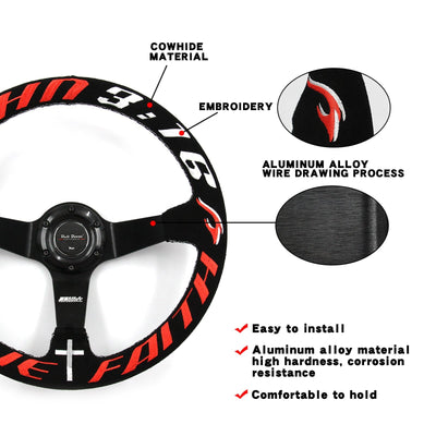 Have Faith Suede Steering Wheel + Hub Adapter Kit For Toyota Corolla, Hilux Pickup