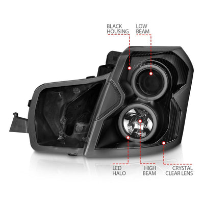 Anzo 2003-2007 Cadillac Cts Projector Headlights w/ Halo Black (CCFL)
