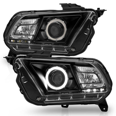 Anzo 2010-2014 Ford Mustang Projector Headlights w/ Halo Black (CCFL)