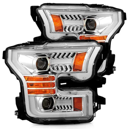 AlphaRex 15-17 Ford F150 PRO-Series Halogen Projector Headlights Chrome