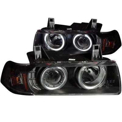 Anzo 1992-1998 BMW 3 Series E36 Projector Headlights w/ Halo Black G2 1 pc