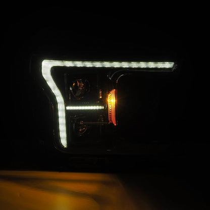 AlphaRex 18-20 Ford F150 (MK II 14th Gen Style) PRO-Series Halogen Projector Headlights Alpha-Black