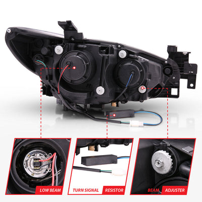 Anzo 2014-2015 Mazda 6 Projector Headlights w/ Plank Style Design Black