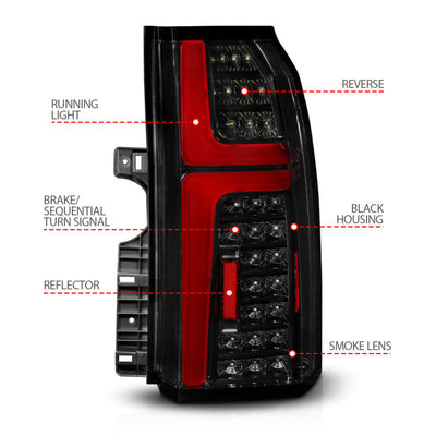 ANZO 15-20 Chevrolet Tahoe Sequential LED Tube Taillights Black 311468