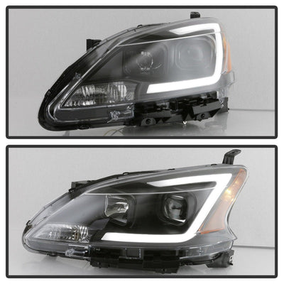SPYDER xTune 13-15 Nissan Sentra DRL LED Light Bar Halogen Projector Headlights - Black (PRO-JH-NS13-LB-BK) 9042966
