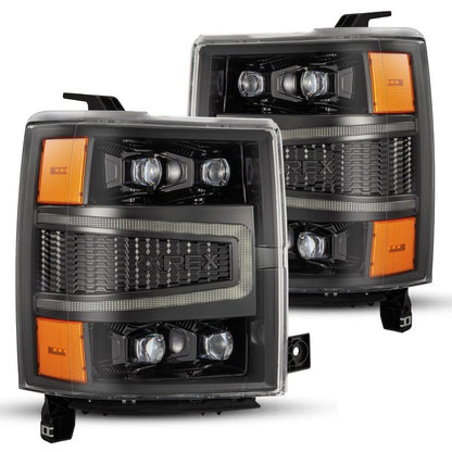 AlphaRex 14-15 Chevrolet Silverado NOVA-Series LED Projector Headlights Alpha-Black
