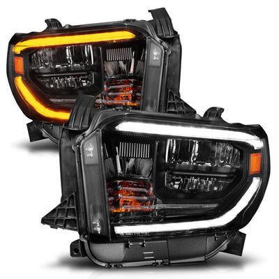 ANZO 2014-2017 Toyota Tundra LED Crystal Headlights w/ Switchback Black Housing w/ DRL 111531