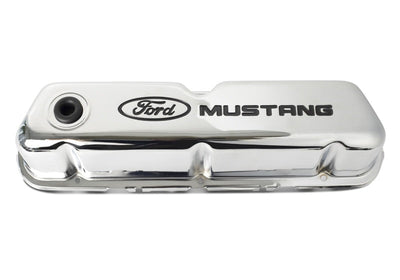 Ford Chrome Steel Valve Cover Set w/Mustang Logo FRD302-100