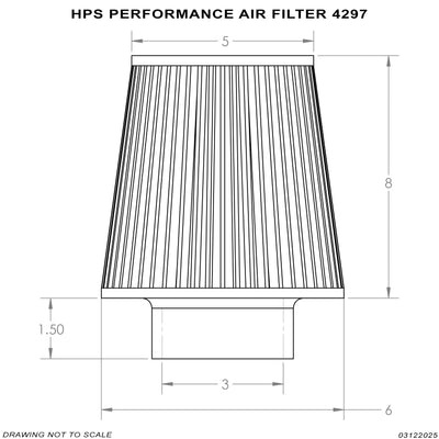 HPS Performance 3" Air Filter, 9.75" Length, 6" Base, 5" Top HPS-4297