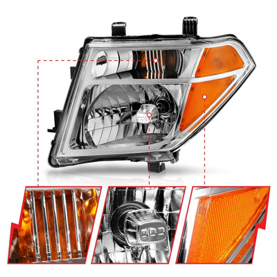 ANZO 2005-2008 Nissan Pathfinder Crystal Headlight Chrome Amber (OE Replacement) 111463