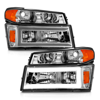 ANZO 04-12 GM Colorado/Canyon/I-Series Crystal Headlights - w/ Light Bar Chrome Housing 4pcs 111559